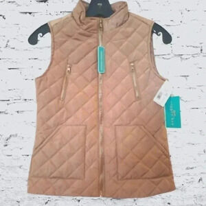 Copper Key Girl's Quilted Vest Taupe Size 10/12